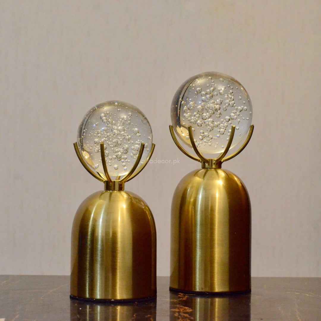 Celestial Bubble Domes on Brass Pedestal