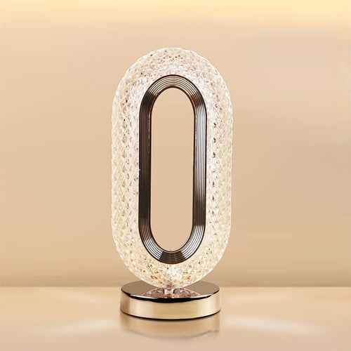 Luminous Loop Crystal Table Lamp – Golden Glow Edition