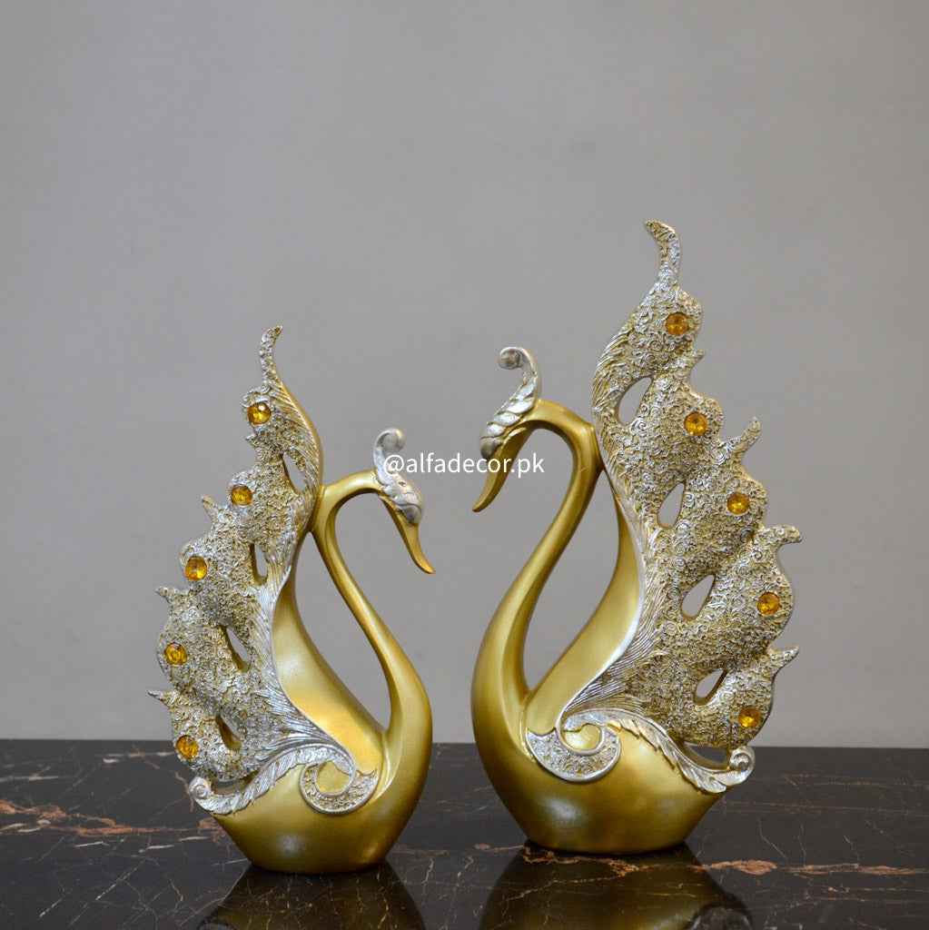 Ceramic Swan Duo Ornament