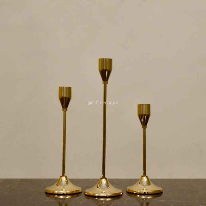 Golden Wine Candle Stick Trio