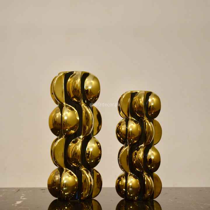 Luxe Wave Gold Sculptural Vases