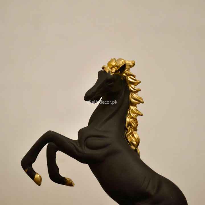 Majestic Golden-Maned Black Horse