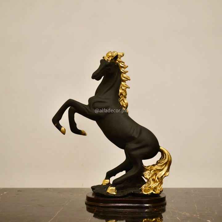 Majestic Golden-Maned Black Horse