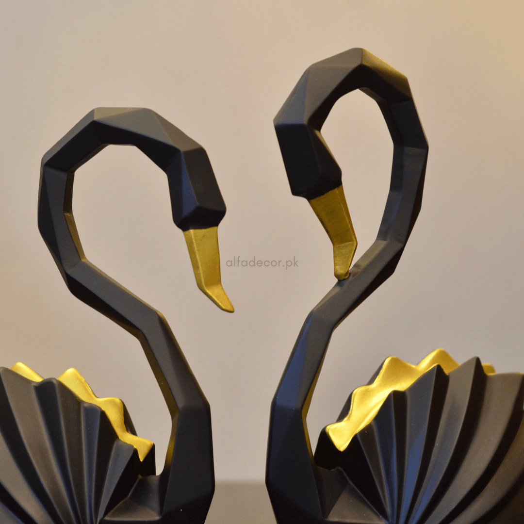 Obsidian Embrace: The Swans of Golden Light