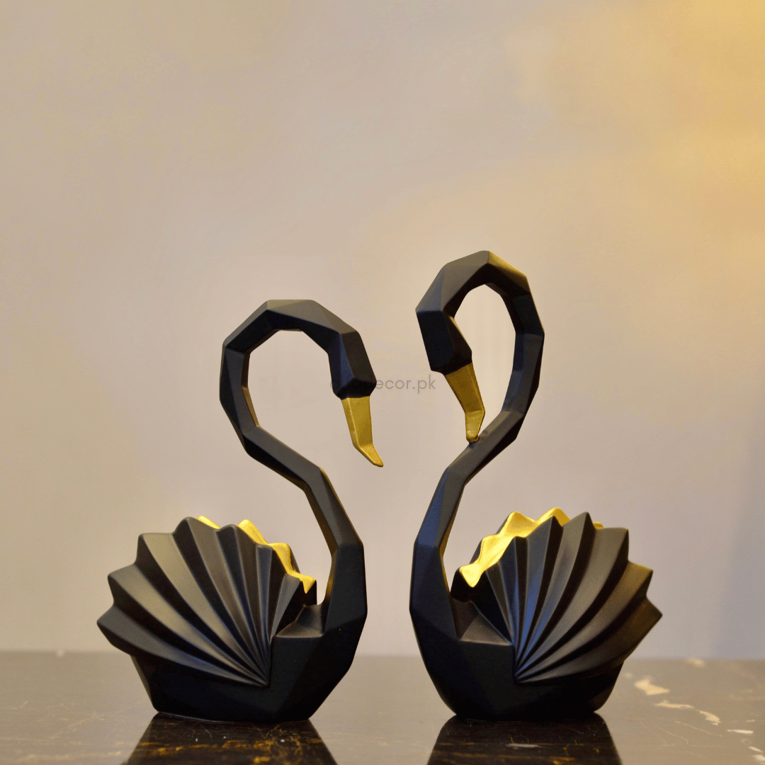 Obsidian Embrace: The Swans of Golden Light